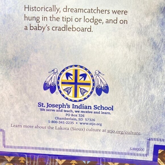Lakota Sioux Dream Catcher St. Joseph's Indian School 6" Hoop 14" Long Feathers - Picture 6 of 6